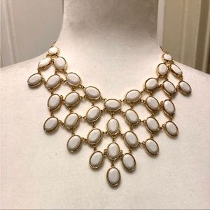 Chandelier White Drop Necklace with Gold Ac…